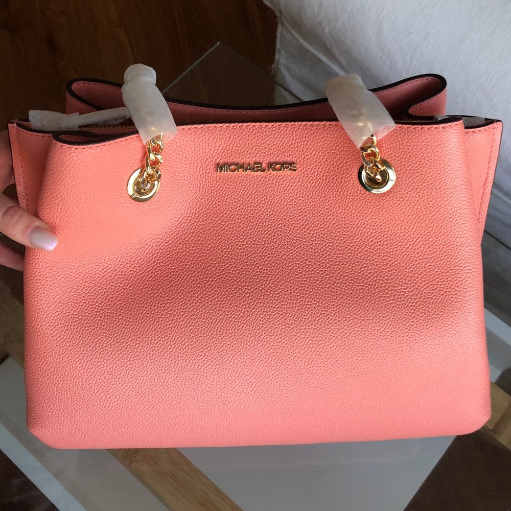 Michael Kors Gold Accent Leather Shoulder Bag